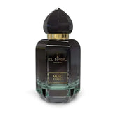Zwart parfumflacon met gouden accenten en EL NABIL branding voor Parfum Musc Code